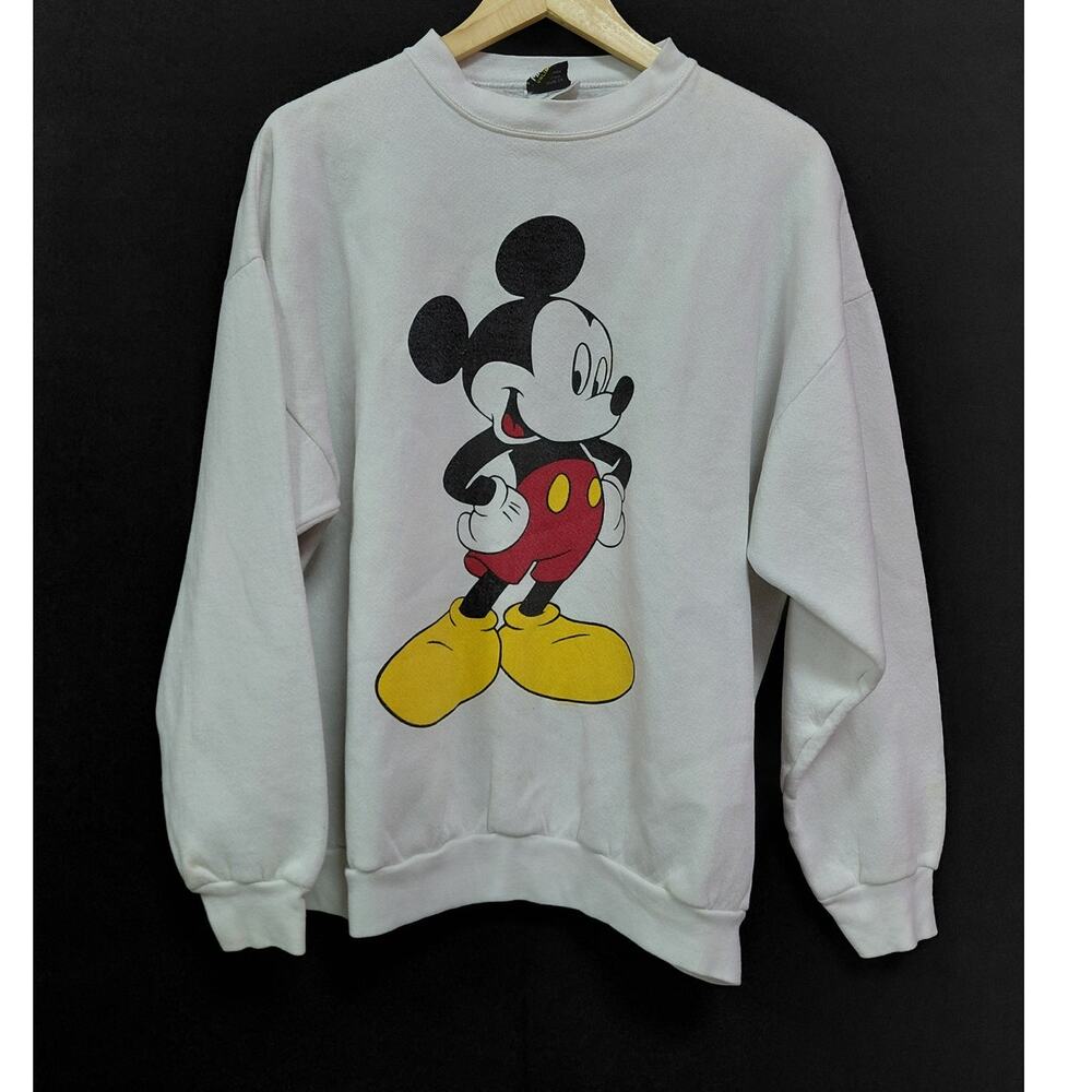 MICKEY UNLIMITED Tultex Sweatshirt White Graphic Print Knit Size X-Large